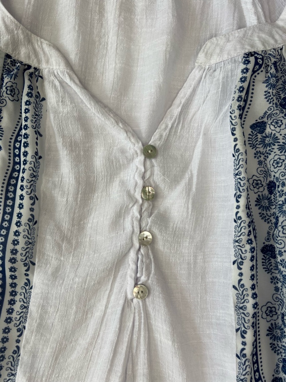 Fig & Flower Bohemian Gauzy 3/4 Sleeve Half Button Peasant Tunic Top - 2X 3X - Picture 8 of 8